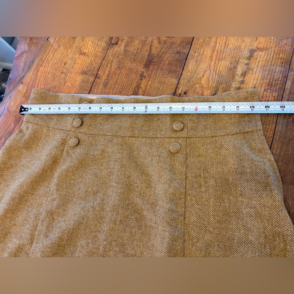 Modcloth Tweed Mustard A-Line Skirt Sz 20 Twee Retro 50s Rockabilly - Picture 7 of 8